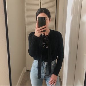 AUTUMN CASHMERE Lace Up Sweater Black S